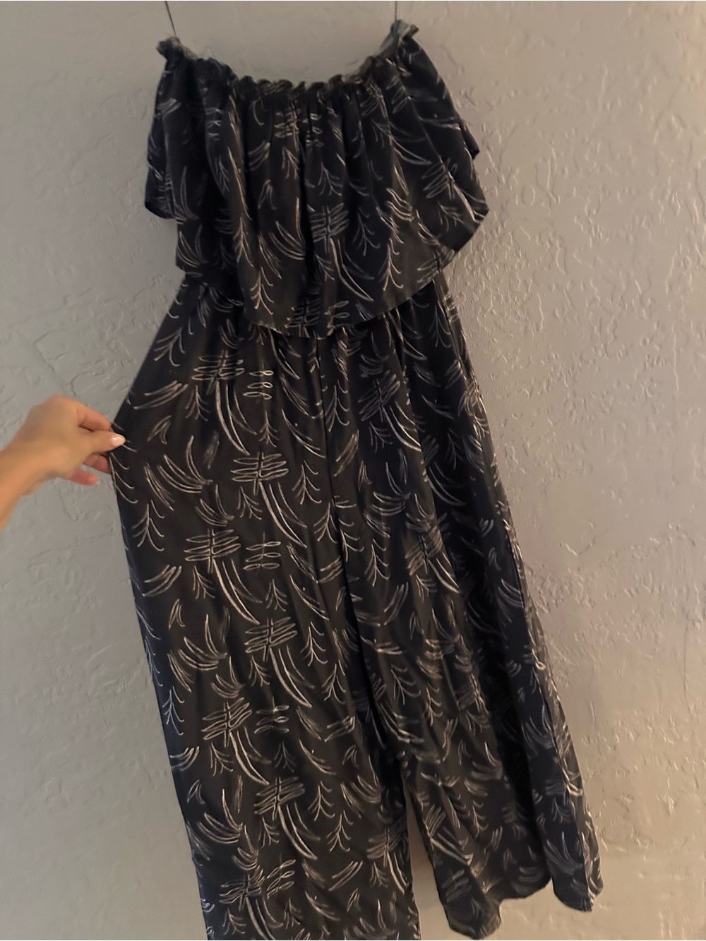 Off-Shoulder Black Floral Print Maxi Dress